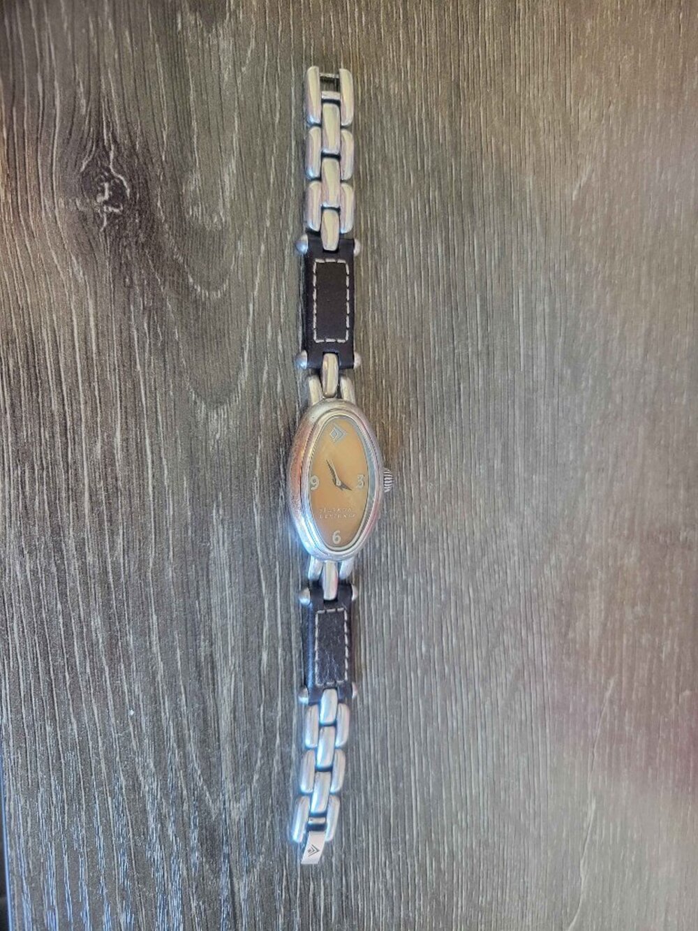 SILPADA vintage "Time Flies" watch, leather and metal link strap